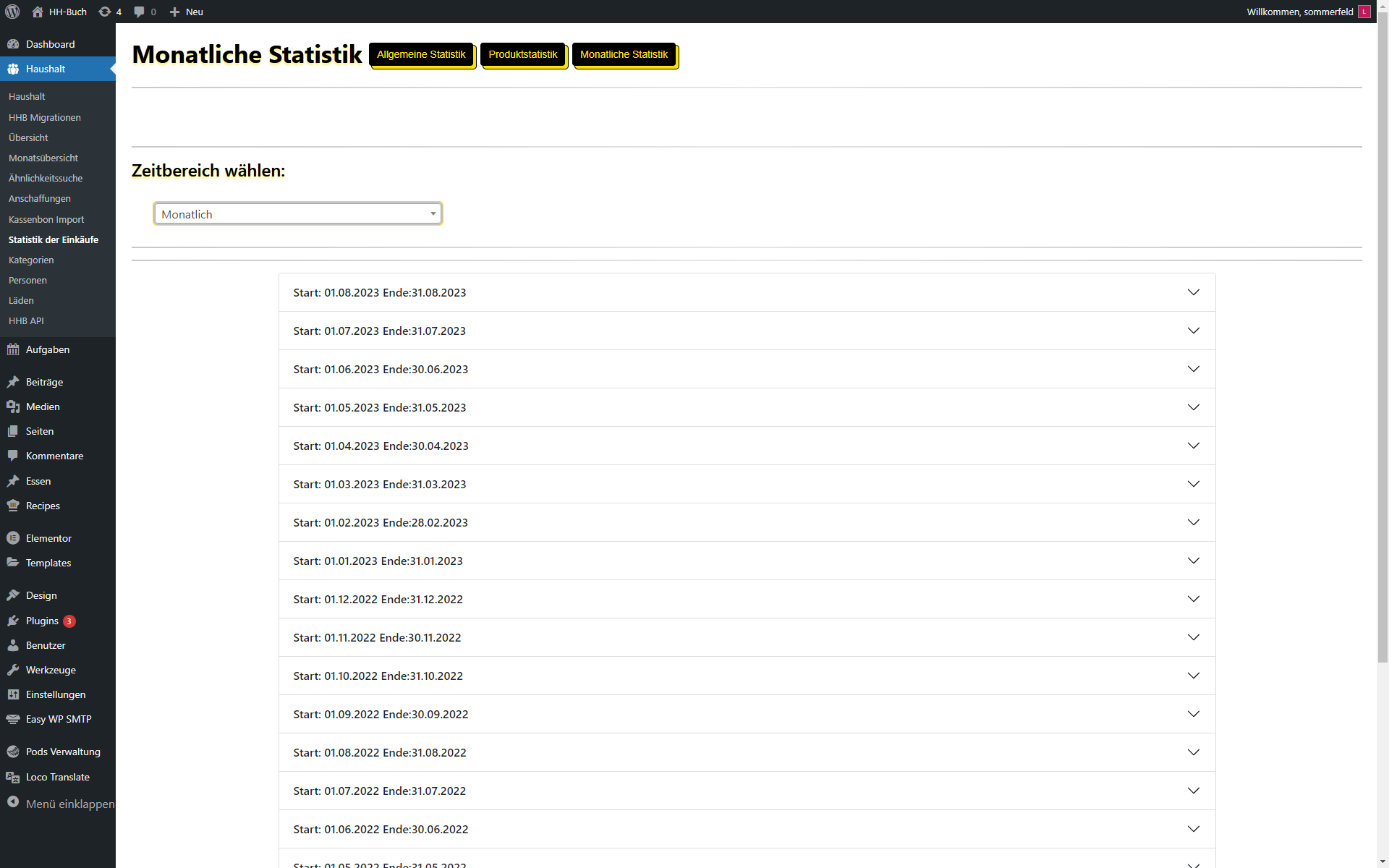 Screen HHB Monatsstatistik